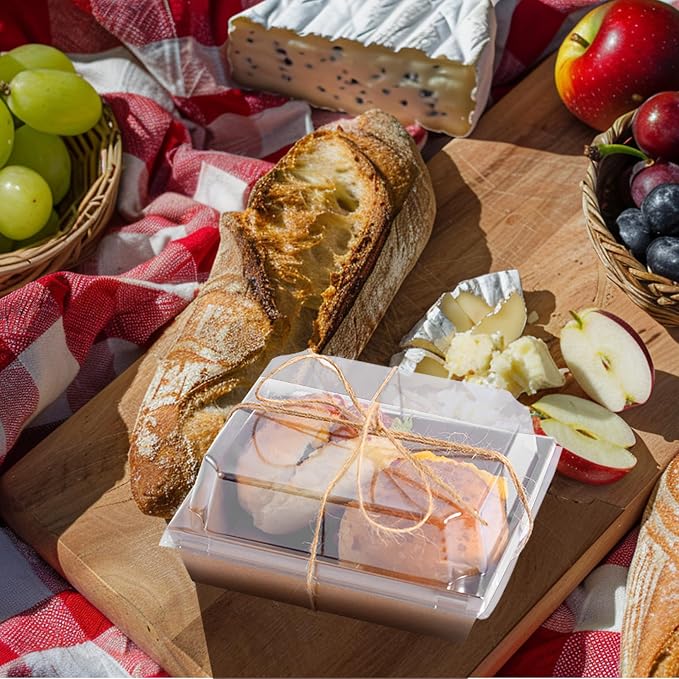 Charcuterie Boxes with Clear Lids (50 Pack),Mini Charcuterie Containers,To Go Paper Small Charcuterie Boxe,Disposable Food Box Container - Pastry,Cookie,Sandwich, Cake,Dessert,Snack