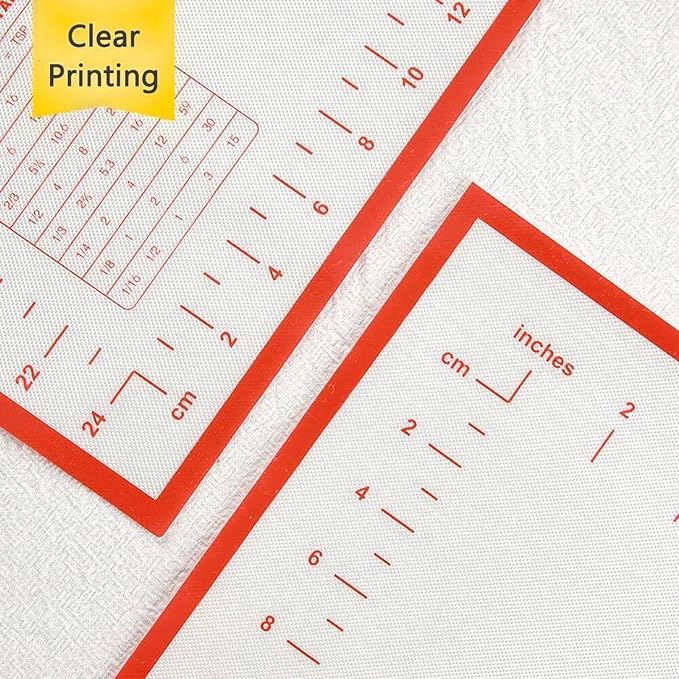 Silicone Pastry Baking Mat Dough, Non Slip Silicone Pastry Mat Extra Large with Measurements Kitchen Counter Kneading Cooking Board Pad Matt for Pie Pizza Cookies Fondant Making
