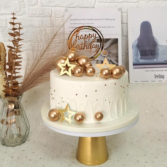 Ball Cake Toppers Simplicity Gold Ball Cake Toppers DIY Cake Insert Topper Foam Cake Balls Baking Decoration for Wedding Anniversary Birthday (Gold)