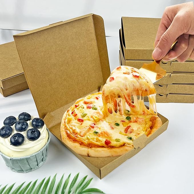 KEEPARTY 30 PCS Kraft Mini Pizza Boxes 5.1x5.1x0.78 Inch For Pizzas