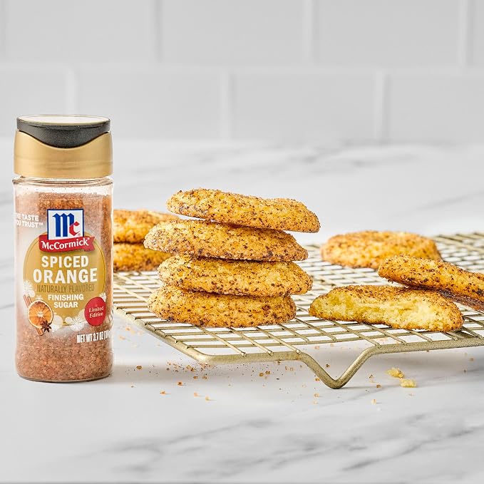 McCormick Finishing Sugar, Spiced Orange, Limited Edition, Bright Citrus Flavor with Warm Spices, For Muffins, Pie, Cocktails, Cider, Tea, and More, 3.7 oz (Pack of 2)