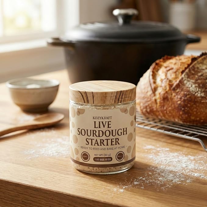 KozyKraft Live Wet Sourdough Starter Jar (30g) | Active Culture for Home Baking | Unflavored | Ships Ready to Feed
