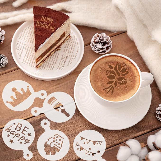JULBEAR Birthday Cookie Stencils 36 Pcs Reusable Templates for Cake Baking | Reusable Mold, Birthday Party Dessert Coffee Decoration, Cookies Painting DIY, 36 Pieces Templates Tools