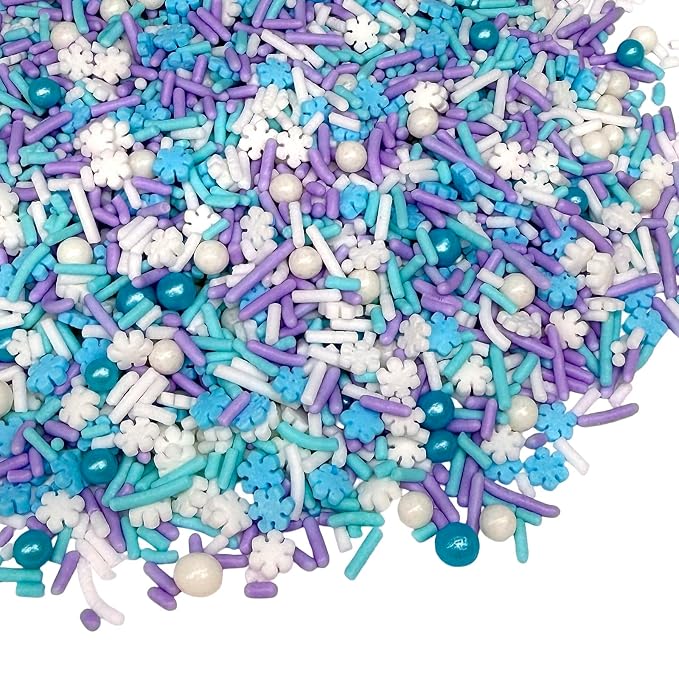 Manvscakes Sprinkles- Edible Cake and Cupcake Sprinkles with Assorted Shapes and Sizes for Parties, Metallic Sprinkle Mix for Cookies, Ice Cream, Cake and Cupcake Decorating, 4 oz (Snowflakes)