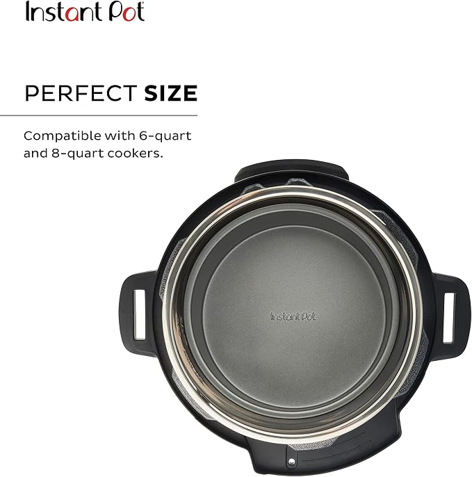Instant Pot Official Round Cake Pan, 7.7-Inch, Gray - Nonstick, Heavy-Duty, Oven Safe, Ideal for Baking, Cooking, Storing - Compatible with 6-Quart & 8-Quart Cookers, Vortex Air Fryer, Duo Crisp