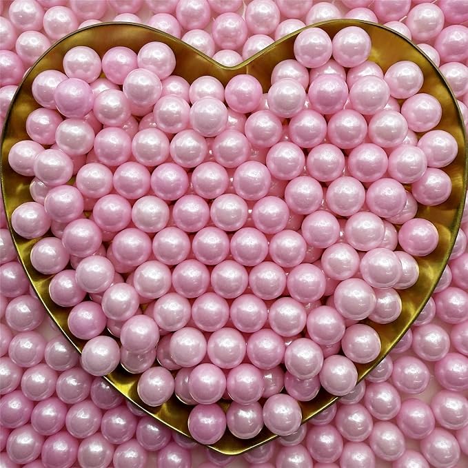 CandiJumpin 7mm Edible Pink Pearls, Pink Pearl Sprinkles for Cake Decorating Small Sugar Pearls Edible Cake Decorations Pearl Sugar Sprinkles Cupcake Toppers Baby Shower Party Birthday Wedding Christmas Supplies 3 OZ