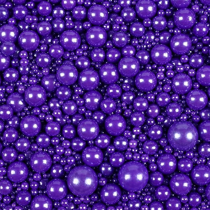 Purple Sprinkles for Cake Decorating, Edible Pearl Sprinkles for Cupcake Toppers Baking Decorations Cookie Lover Birthday Celebrations Wedding Shower Party, 4.05oz