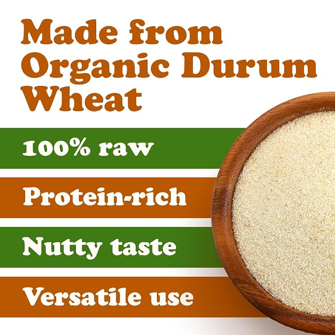 Food to Live Organic Italian Semolina Flour, 8 Pounds - Premium Durum Wheat, Perfect for Pasta and Pizza Dough, Ideal for Authentic Italian Recipes.