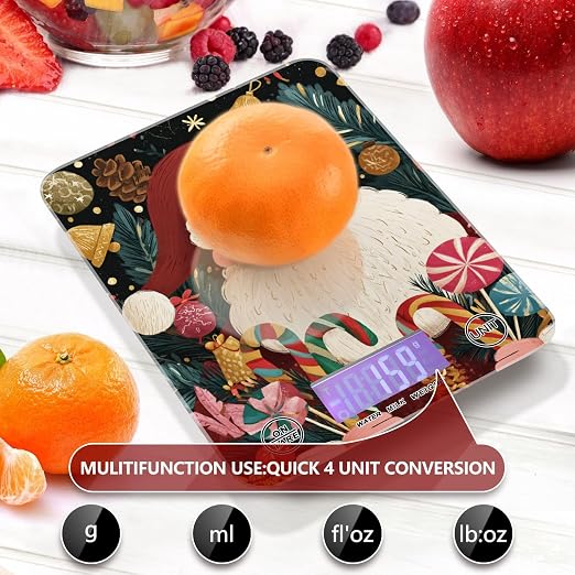 Food Scale Kitchen Scale for Baking Cooking Digital Food Weighing Measuring Scale Small Waterproof Electric Food Scale Santa Claus Lollipop Baubles
