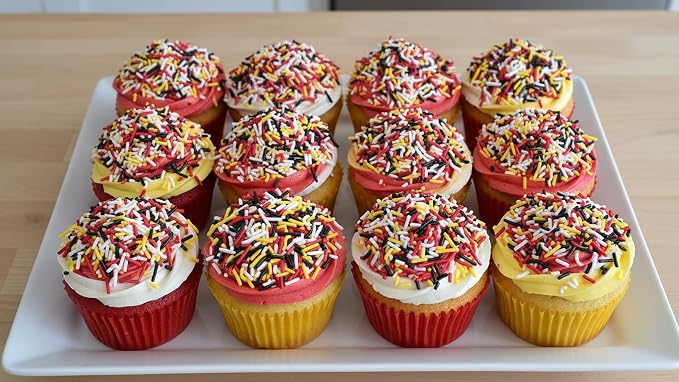 NCS Arizona Game Day Red, Black, White & Yellow Jimmies Edible Sprinkles – Cupcake, Cake & Cookie Decorations, 7 oz
