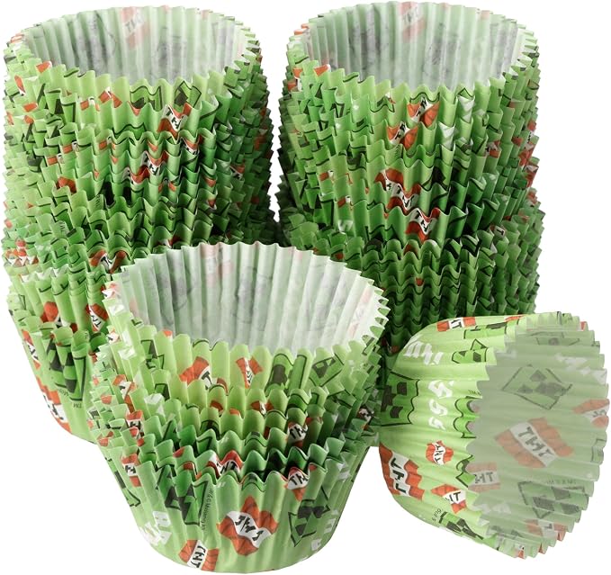 48 x Minecraft Baking Cups By DecoPac | Standard Size Cupcake Liners | TNT Block | Greaseproof Paper Cases for Cupcakes, 1.8" x 1.25", Pack of 48