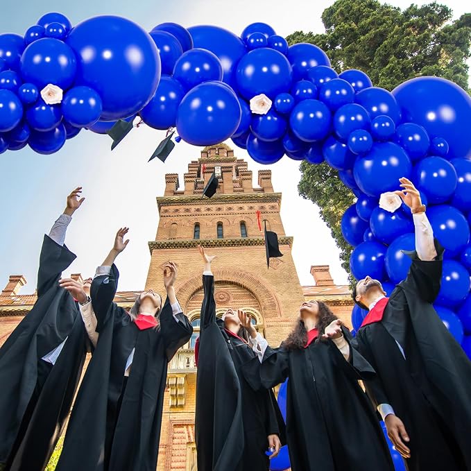 104pcs Royal Blue Balloons - 18/12/10/5 Inch Dark Blue Latex Balloons Garland Arch Different Sizes Pack for Graduation, Father’s Day, Independence Day, Baseball Party Decor
