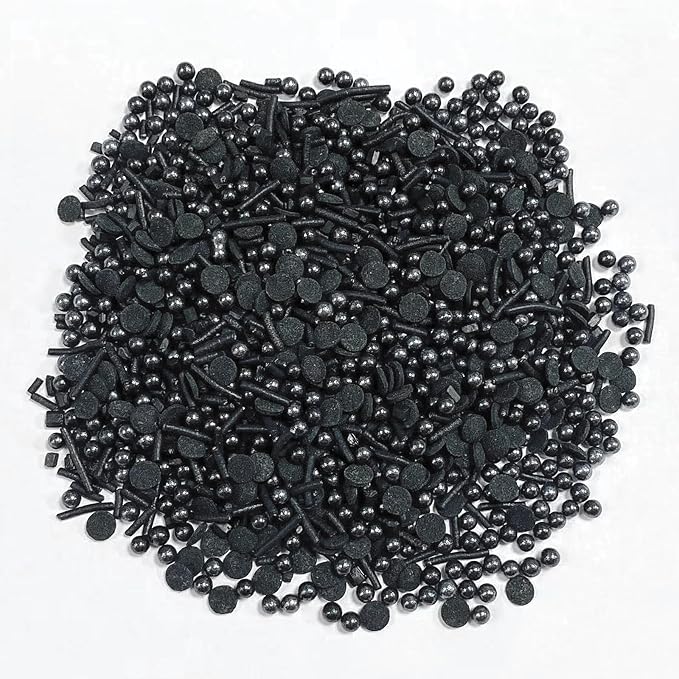 Sentovac Black Sprinkles Edible Black Round Confetti Jimmies Pearls for Cake Decorating Candy Cupcake Cookie Baking Donuts Ice Cream Dessert Halloween Christmas Decorations