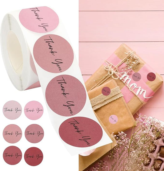 1000Pcs Thank You Stickers Small Business 1'' for Supporting My Small Business Stickers Labels 6 Colors Self-adhesive Labels for Gift Bags Packaging Round Sticker Tags for Shopping (Dusty Pink)