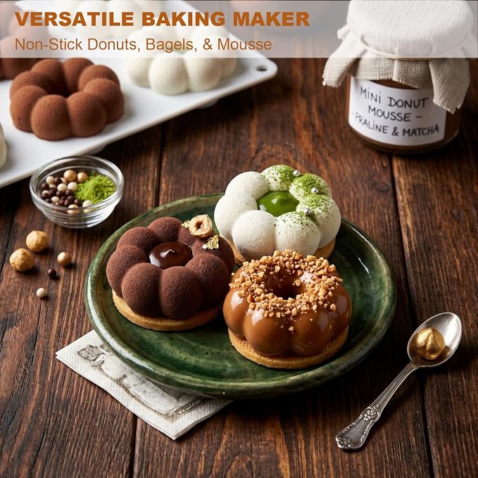 Silicone Donut Pan for Baking, Non-Stick DIY Mousse Donut Making Mold, Chocolate Cupcake Decorating Supplies Tools (6-Cavity-Small)