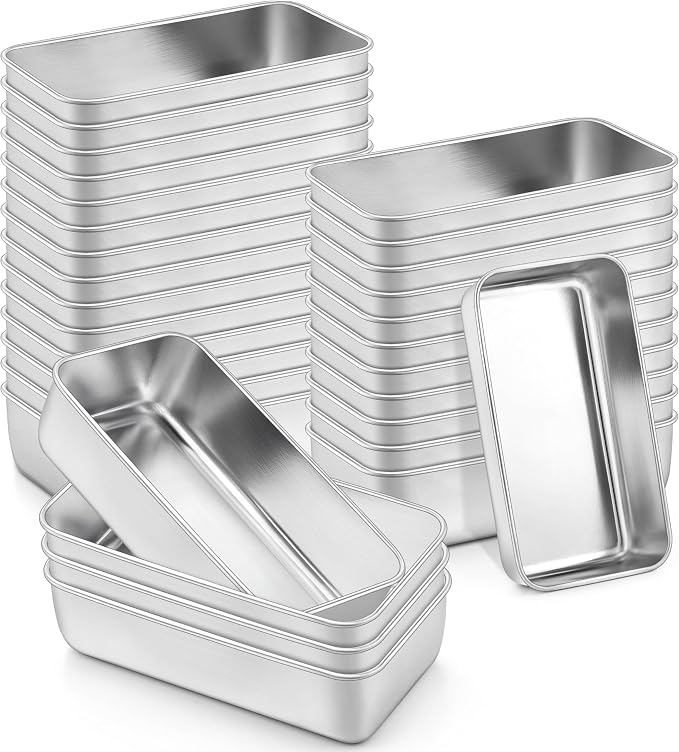 Onader 9x5 Inch Loaf Pan, 30 Pack Stainless Steel Bread Loaf Pan, Metal Meat Bread Baking Pan, Non Toxic, Oven & Dishwasher Safe