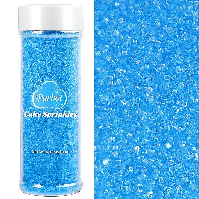 Blue Sanding Sugar for Baking, 6.35oz/180g Edible Blue Sprinkles for Cake Decorating, Sparkling Sugar Crystals for Cupcakes Cookies Dessert Ice Cream