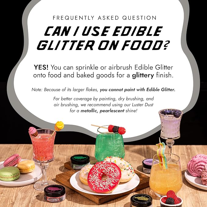 MONÉGASQUE Silver Edible Glitter for Drinks 10g – Silver Edible Glitter for Cakes – Drink Shimmer Powder for Cocktails Sparkles – Spray Cakes Decorations – Cupcakes & Cake Decorating Sprinkles