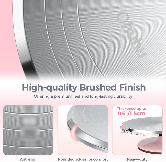Ohuhu Cake Stand, Aluminium 12''Cake Turntable Decorating Bakery Supplies - BPA-Free Frosting Spinner Rotating Revolving Lazy Susan Perfect Gifts