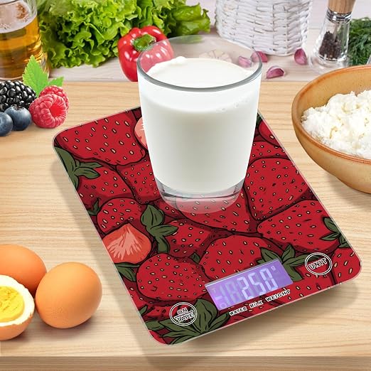 Food Scale Kitchen Scale for Baking Cooking Digital Food Weighing Measuring Scale Small Waterproof Electric Food Scale Cartoon Red Strawberry