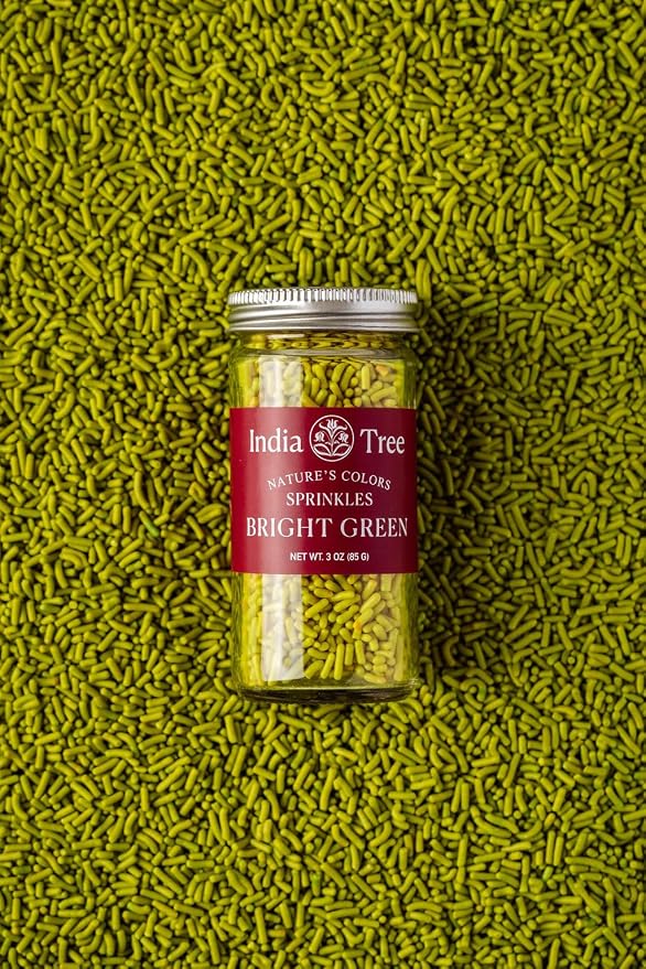 Bright Green Sprinkles – Vegan, Non‑GMO, Dye‑Free, Allergen‑Free, 3 oz Jar – India Tree Nature’s Colors