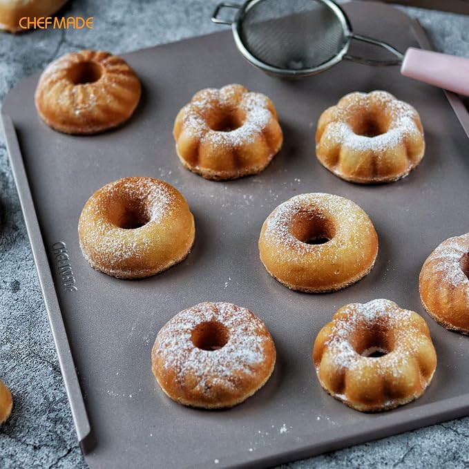 CHEFMADE Donut Pan, Nonstick 6 Cavity Pattern Doughnut Pan for Baking