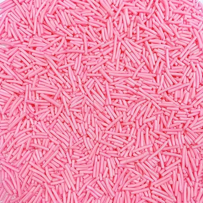 Sentovac Pink Jimmies Sprinkles Edible for Cake Decorating Valentines Sprinkles Sugar Candy Cookie Cupcake Topper Ice Cream Baking Decorations Wedding Halloween Christmas Supplies 3.53oz