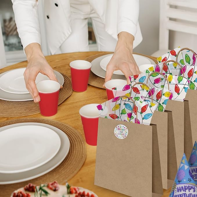 1.5 Inch Round 500 Count Merry and Bright Christmas Perforated Roll Stickers - Thank You Labels for Favors - Packing Thank You Stickers for Small Business Store Owners