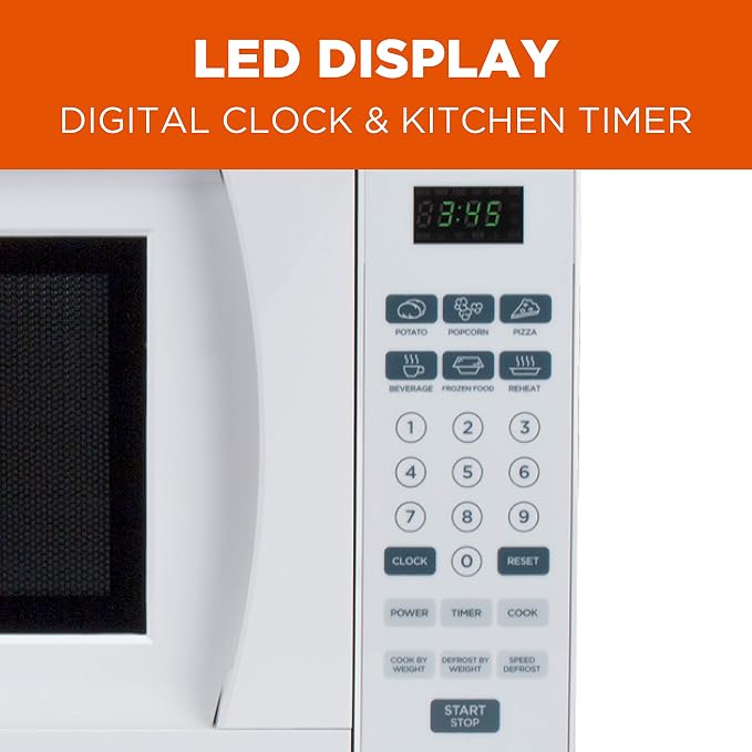 Commercial CHEF 701 Watt Counter Top Microwave Oven, 0.7 Cu. Ft, White