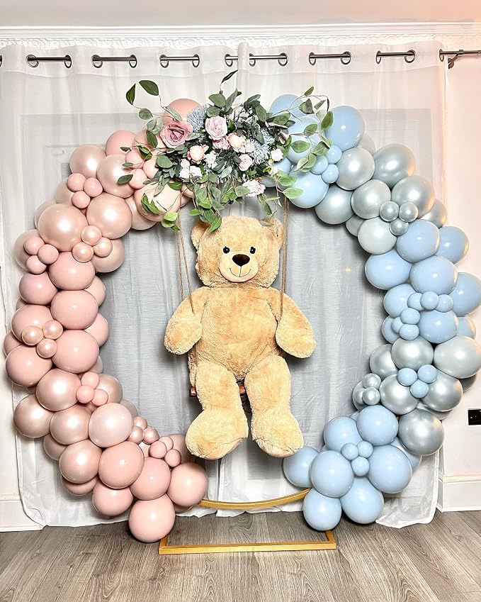 Double Stuffed Pastel Blue Balloons Different Size 115Pcs 5/10/12/18 Inch Macaron Light Blue Balloon Garland Arch kit for Birthday Gender Reveal Baby Shower Party