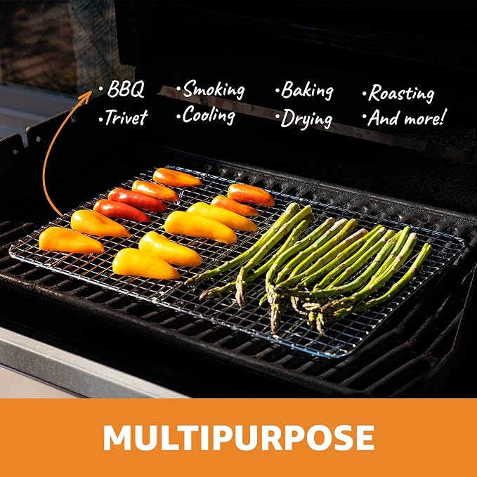 PriorityChef 18/8 Stainless Steel Cooling Rack, Heavy Duty Baking Rack For Oven Cooking, Fits Half Sheet Pan, Wire Rack For Cooking, 11.5" x 16.5" - 2 Pack