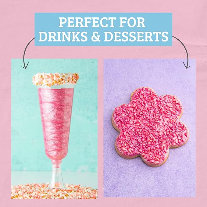 Sweets Indeed Hot Pink Edible Glitter – Valentines Day Food-Grade Drink & Baking Shimmer for Cocktails, Beverages, Cakes & Desserts – 4 gram jar