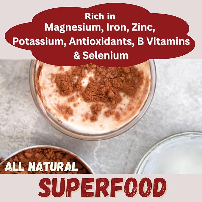 Cacao & Reishi Mushroom Blend Powder, 8oz - Organic, Non-GMO, Vegan, Gluten Free, Keto Bag – Antioxidant-Rich Raw Cacao with Adaptogens to Support Relaxation & Wellness