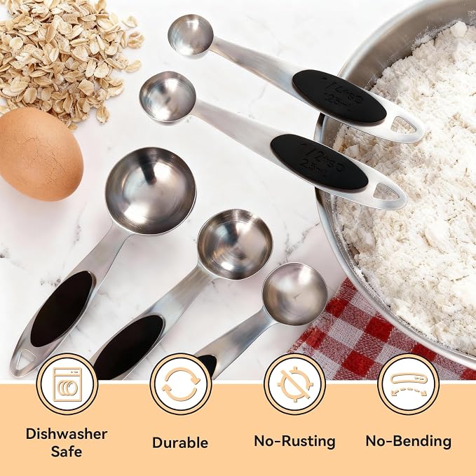 LEIFENY 1PCS 1Tbsp(3tsp, 1/2oz, 15ml) Single 18/8 Magnetic Measuring Spoon, 304 Stainless Steel Individual Measure Scoop Only for Baking & Cooking, Metal Kitchen Gadgets Essentials