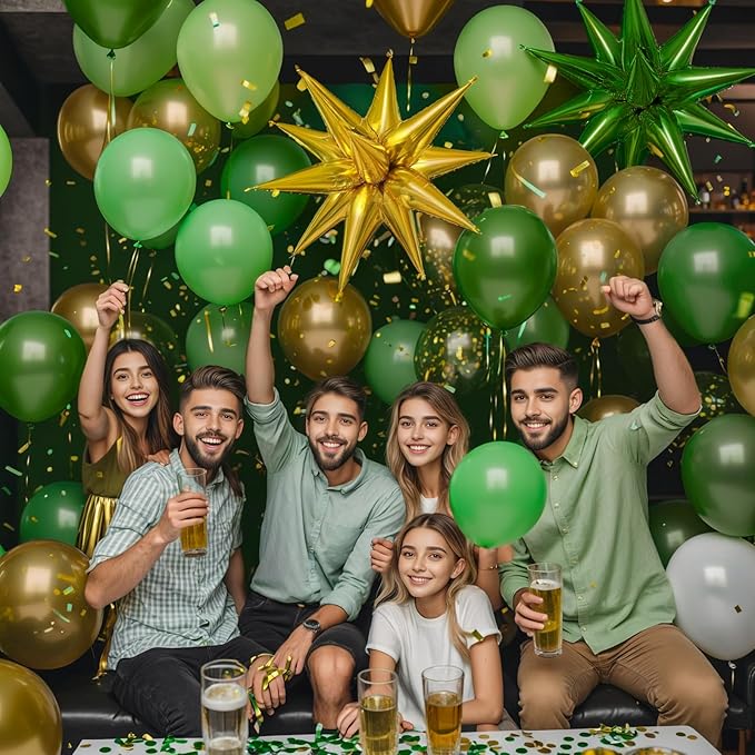 St Patricks Day balloons Arch Kit Decorations, Green and Gold Balloons Arch Kit with Stars, Emerald Green Dark Green Pastel Green Balloons for Birthday Party 2026 Graduation Party Decorations