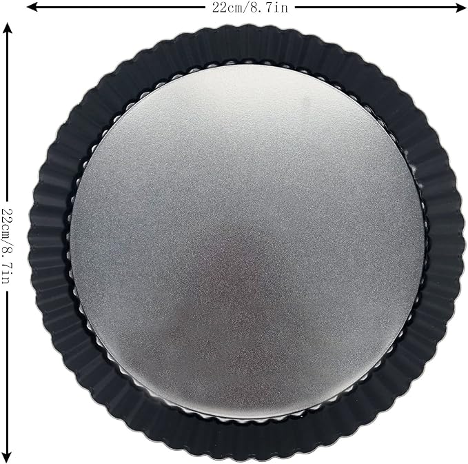 9 Inch Black Classic Round Tart Pan with Removable Bottom – Nonstick & Versatile Bakeware for Quiche, Pies, Cheesecakes, and Holiday Desserts (Wedding, Valentine's Day, Christmas, Birthday)