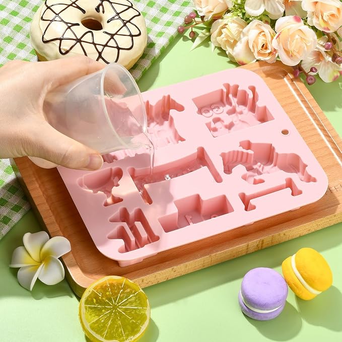 Ipotkitt Pink Racing Theme Silicone Molds Sport Horse Rectangle Candy Molds for Candy Chocolate Jelly Cake Ice Crafts, 2pcs, 18.6x14.7x1.9cm, 8 Cavities