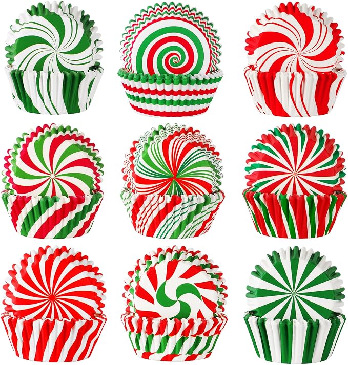 SANNIX 450pcs Christmas Cupcake Liners,Xmas Candy Pattern Baking Cups Cupcake Wrappers Paper Wraps Muffin Liners for Christmas Holiday Birthday Party Candy Cake Make Decorations Supplies(9 Designs)