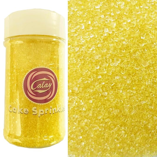 Sentovac Yellow Sanding Sugar for Baking Edible Sparkling Coarse Sugar Crystals Sprinkles for Baking Topping Cake Cookie Cupcake Topper Ice Cream Decoration Supplies 3.2 OZ