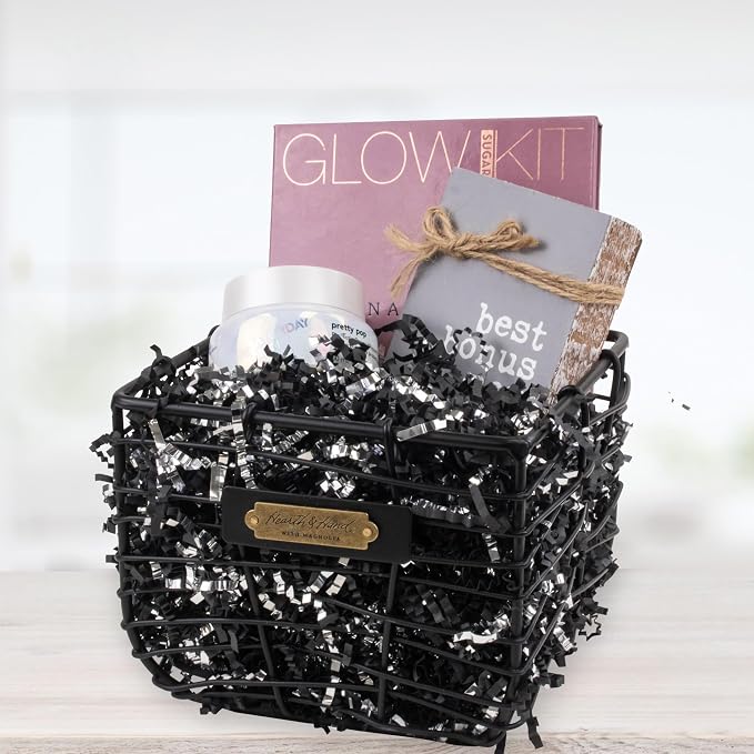 MagicWater Crinkle Cut Paper for Gift Baskets - 2LB - Black & Silver - Perfect for Shredded Paper Filler, Basket Filler, Gift Boxes, Bridesmaid Gifts, Christmas Stuffers & More – For All Occasions