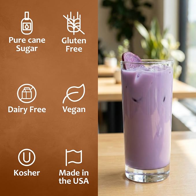 Syruvia Ube Syrup, Naturally Flavored Syrup for Drinks, Lemonades, Iced Teas, and Desserts – 25.4 fl oz - with Pump