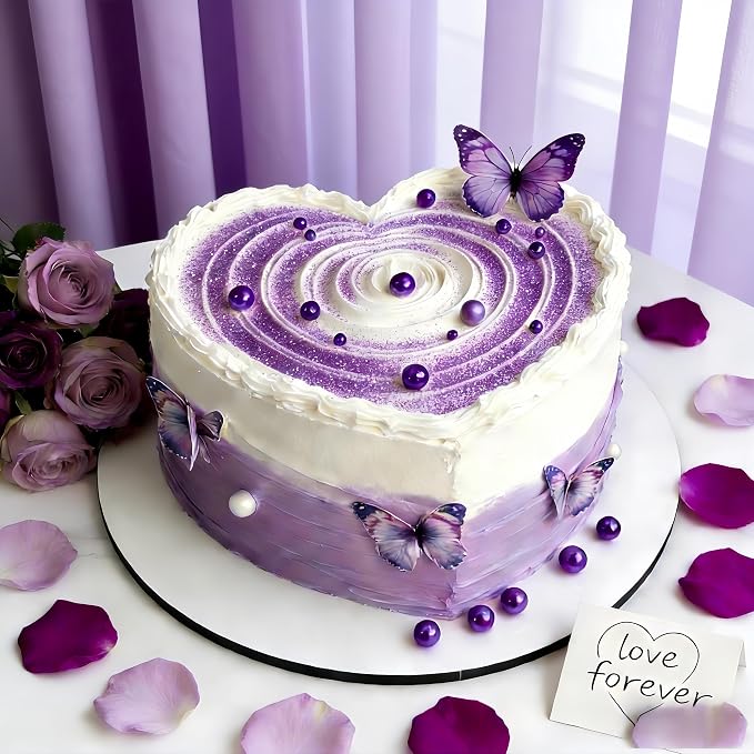 Purple Sprinkles for Cake Decorating, 110g/3.88oz Purple Pearl Sprinkles 4 Sizes Mix for Cake Cupcake Cookie Baking Donuts Ice Cream Toppings