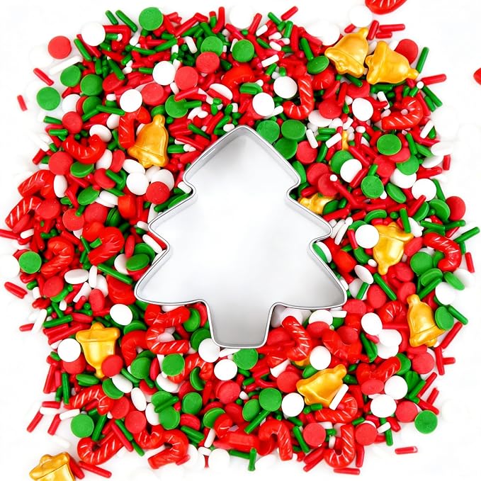 Christmas Sprinkles, Edible Confetti Round, Gold Sprinkles for Cupcake Decorating, Edible Christmas Cake Decorations, Cupcake Toppers, 130g/4.58oz