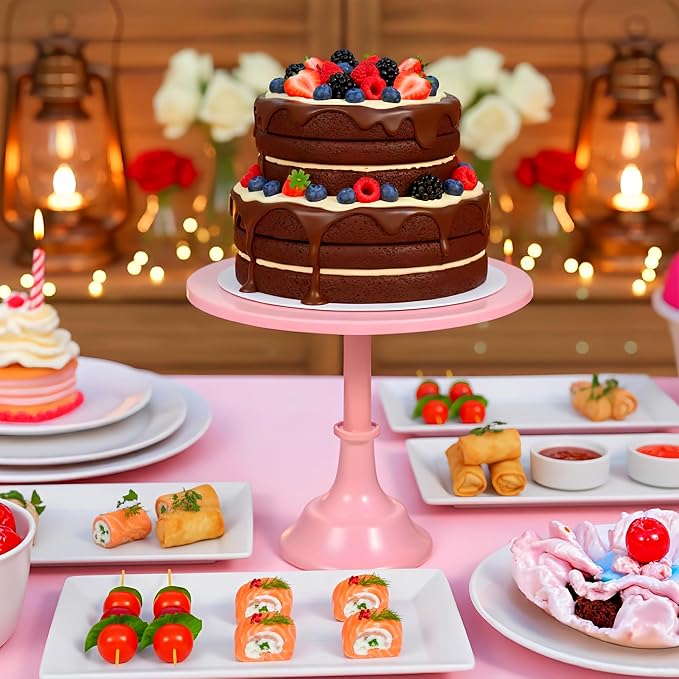 3 Pcs Metal Cake Stand Set 8/10/12 inch Dessert Table Display Perfect for Baby Shower Wedding Birthday(Pink)