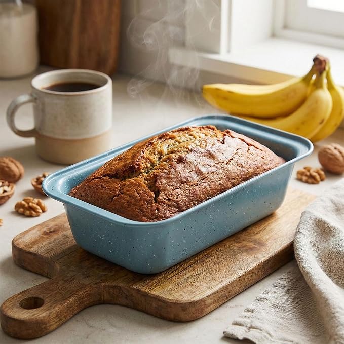 3-Piece 9x4 Inch Nonstick Loaf Pan Set, Carbon Steel Bread Baking Pans for Sourdough & Banana Bread, 450°F Oven Safe, Easy Release & Quick Cleanup