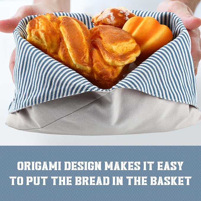 3 Pcs Reusable Linen Bread Bags Beeswax Bread Keeper Bag for Homemade Bento & Sourdough Fresh Origami Container Storage 15.8'' x 13.8'' for Food Baking Kitchen Bakery Picnic Wrapping Camping