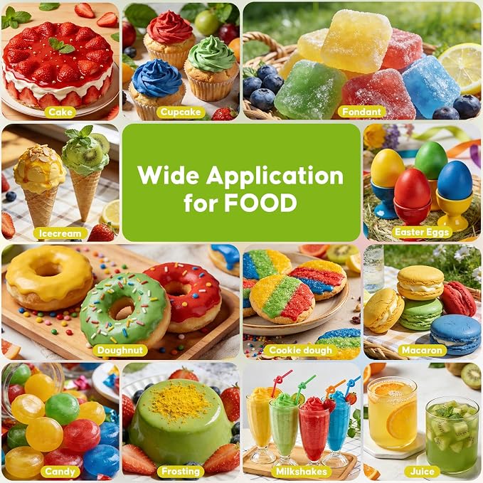 Natural Food Coloring - FD&C & Artificial Dye Free Formula Color 4 Natural Food Dye Set for Icing Frosting Cake Baking Easter Egg Fondant Cooking Decorating - 0.25 Fl. oz (6 ml)/Bottles