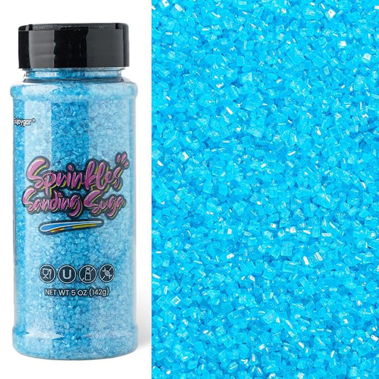 Sujoygar Blue Sanding Sugar Sprinkles, 5oz Edible Navy Blue Sugar Crystals for Cocktails, Cake Sprinkles for Chocolate Ice Cream Toppings Cupcake Decoration Wedding Party Cookies Baking Dessert Food Supplies