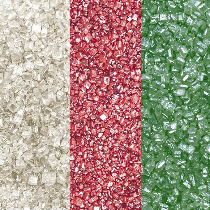 Brew Glitter - Red, Green & White Rimming Sugar (4oz, 1x Bar Tin) Cocktail Garnish for Mixed Drinks & Refreshments