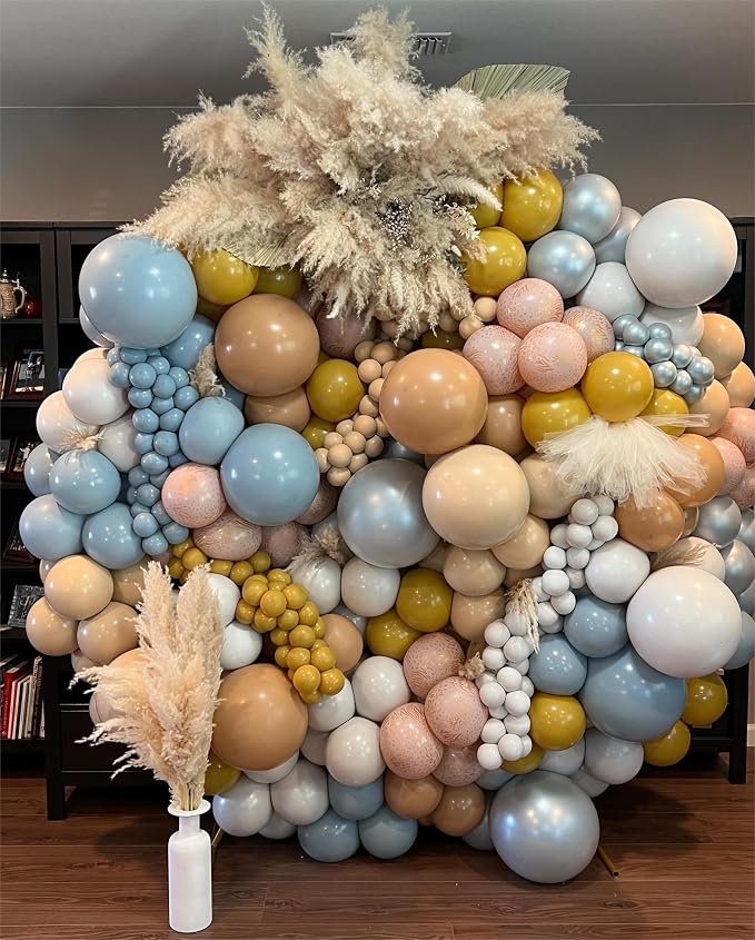 Double Stuffed Balloons Dusty Blue Different Size 115Pcs 5/10/12/18" Slate Dusty Blue Balloons Garland for Birthday Baby Shower Bridal Shower Gender Reveal Bear Neutral Theme Party